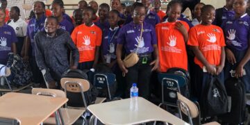 Students at the College of West Africa attend CENTAL’s awareness session on digital violence during the 16 Days of Activism