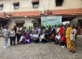 Participants, including EPA officials, CI-Liberia representatives, and local NGOs, pose for a group photo at the launch of Liberia’s Natural Capital Accounting Small Grant Program in Monrovia.