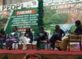 Panelists speaking during Liberia’s 2025 National People’s Climate Justice Summit at the Ministerial Complex in Monrovia.