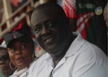 Youth and Sports Minister Jeror Cile Bangalu at the SKD Sports Complex during the National County Sports Meet