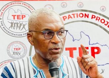 Opposition leader Alexander B. Cummings speaks during a public event criticizing President Boakai’s State of the Nation Address.