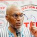 Opposition leader Alexander B. Cummings speaks during a public event criticizing President Boakai’s State of the Nation Address.