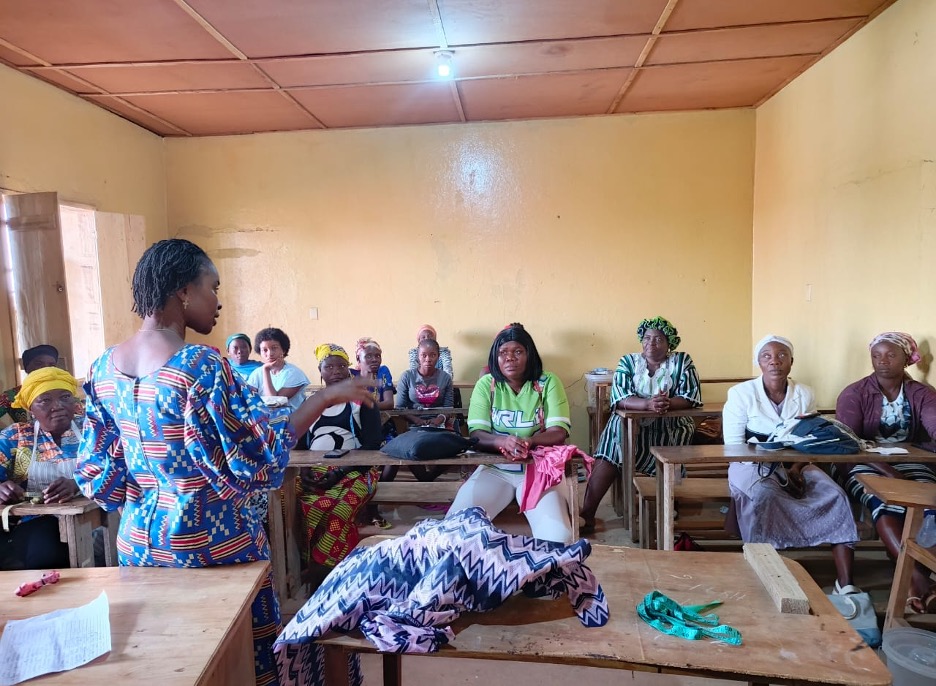 Women and young girls receive vocational sewing training at the Liberia Opportunity Industrialization Center in Gbarnga, Bong County.