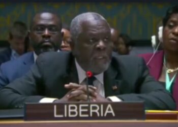 Liberia’s UN Ambassador Lewis G. Brown addresses the UN Security Council during discussions on Venezuela