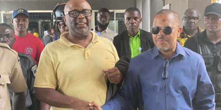 NSA officer Peter Jallah in yellow