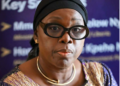 Liberia Foreign Minister Sara Beysolow Nyanti speaks during Davos engagement