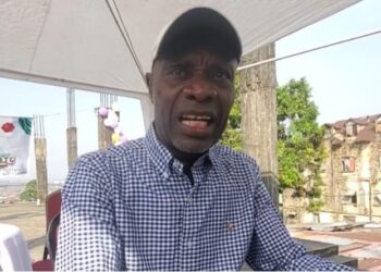 Former Montserrado District 7 Representative Solomon C. George speaks during his 70th birthday celebration in Monrovia.