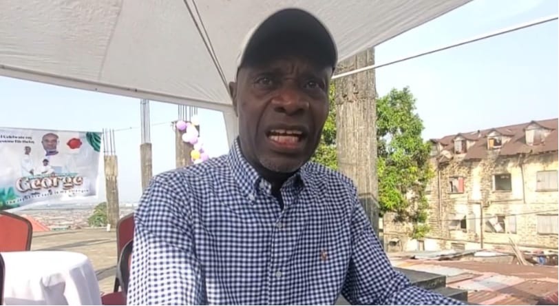 Former Montserrado District 7 Representative Solomon C. George speaks during his 70th birthday celebration in Monrovia.
