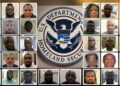 A collage of the 43 Liberians among the alleged worst of the worst criminals in the United States and the U.S. Department of Justice Homeland Security