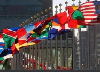 Liberia’s national flag raised alongside other member states’ flags at the United Nations Security Council headquarters in New York, marking Liberia’s return in 2026.