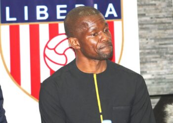 Liberia Football Association President Mustapha I. Raji at an LFA event in Monrovia as a civil society group calls for investigation into an alleged altercation.