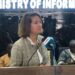 EU Ambassador Nona Deprez speaking at a Ministry of Information press briefing in Monrovia on EU trade and investment partnership with Liberia