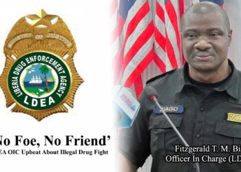Fitzgerald T.M. Biago, officer-in-charge of the Liberia Drug Enforcement Agency, during an official engagement