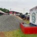 Construction materials donated by Rep. Sekou Kanneh at the burned Zone 9 Police Depot in Johnsonville