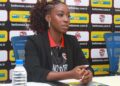 Benita W. Urey during a Liberia Football Association press conference