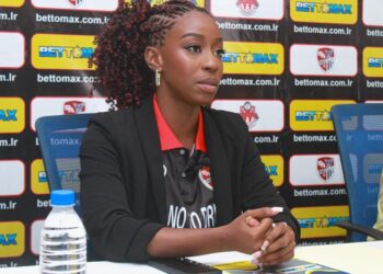 Benita W. Urey during a Liberia Football Association press conference