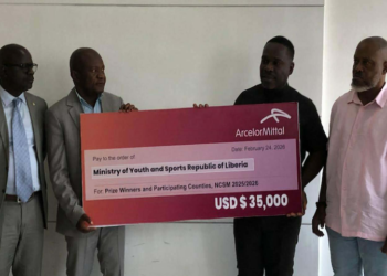 ArcelorMittal Liberia presents $35,000 check to Ministry of Youth and Sports for County Meet support