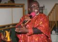 Bishop Hilary Gbotoe speaking at the Kingdom Harvest Ministries leaders at 20th convention in Monrovia