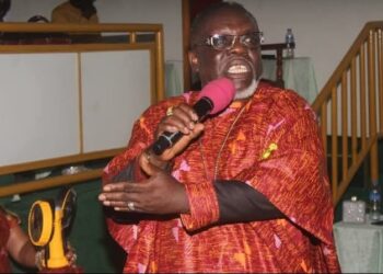 Bishop Hilary Gbotoe speaking at the Kingdom Harvest Ministries leaders at 20th convention in Monrovia