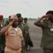 Nigerian Army Chief and AFL officers salute during Armed Forces Day ceremony