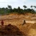 Artisanal gold miners in rural Liberia, where most smuggled gold originates.