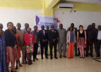 Energy sector stakeholders pose at a national workshop validating Liberia’s revised mini-grid and micro-utility regulations in Monrovia.