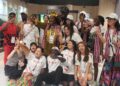 Liberia Expo 2025 delegation members posing at pavilion in Osaka, Japan