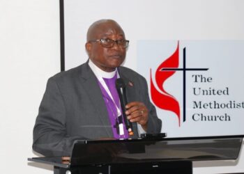 Bishop Samuel J. Quire Jr. delivering Episcopal Address at Liberia Annual Conference