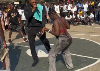 Christoph the Change performs during school event in Monrovia before Education Ministry sanctions