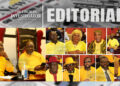 Liberian lawmakers wearing yellow during the inspection of the government’s Yellow Machines equipment at the Freeport of Monrovia.