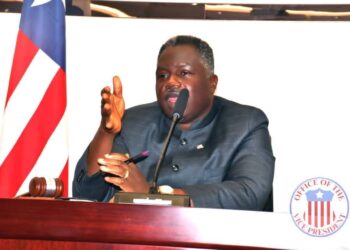 Vice President Jeremiah Koung presiding over the Liberian Senate while urging lawmakers to support tourism sector development.
