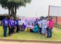 Women participate in cervical cancer screening outreach at Monrovia market led by JFK Medical Center.