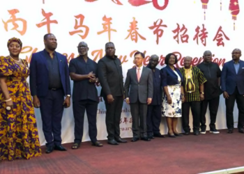 Liberian and Chinese officials at Spring Festival reception in Paynesville