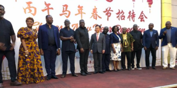 Liberian and Chinese officials at Spring Festival reception in Paynesville