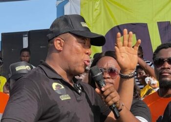 STAND chairman Mulbah Morlu addresses supporters in Monrovia