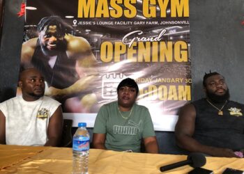 Officials and staff sit at the launch of MASS Gym, a new fitness facility opened by Jesse’s Lodge in Johnsonville.