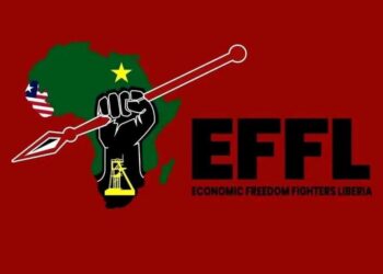 Logo of the Economic Freedom Fighters of Liberia amid a party statement on corruption allegations and political targeting.