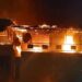 Fire damages commercial buildings on Broad Street in Gbarnga, Bong County, Liberia.