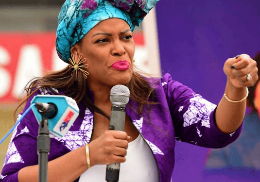 Liberian lawyer and politician Charlyne Brumskine speaking at International Women’s Day celebration in Paynesville.