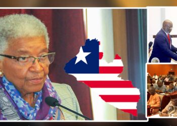 Former Liberian President Ellen Johnson Sirleaf speaking during a rare address to the House of Representatives on Capitol Hill in Monrovia.