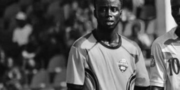 Liberian footballer Jesse Francis during match action