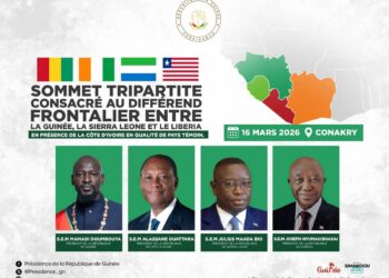 Regional leaders Joseph Boakai, Mamadi Doumbouya and Julius Maada Bio ahead of the Conakry summit on the Liberia–Guinea border dispute.