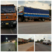 Trucks improperly parked along roadside in Gbarnga creating traffic hazard