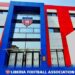 Liberia Football Association headquarters building in Monrovia ahead of 2026 elections.