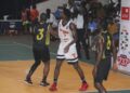 LPRC Oilers and Mighty Barrolle players compete during LBA First Division basketball game at SKD.