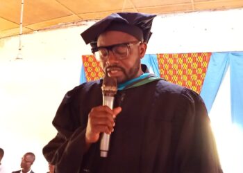Clifford Konah speaking at CLTC graduation Nimba County Liberia