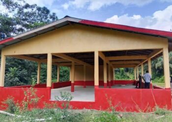 Newly constructed Dorrobo market building in Maryland County Liberia