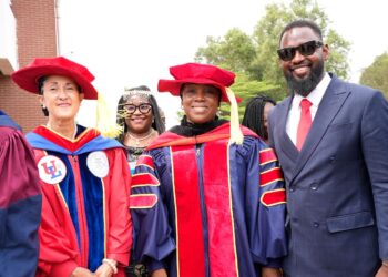 Foreign Minister Sara Beysolow Nyanti receives honorary doctorate from the University of Liberia at the 105th commencement ceremony