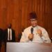 Liberia Mines and Energy Minister R. Matenokay Tingban speaking at a press briefing defending the ArcelorMittal Liberia concession deal.