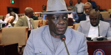 Nimba County Representative Nyahn G. Flomo speaking in Liberia’s House of Representatives during legislative proceedings.